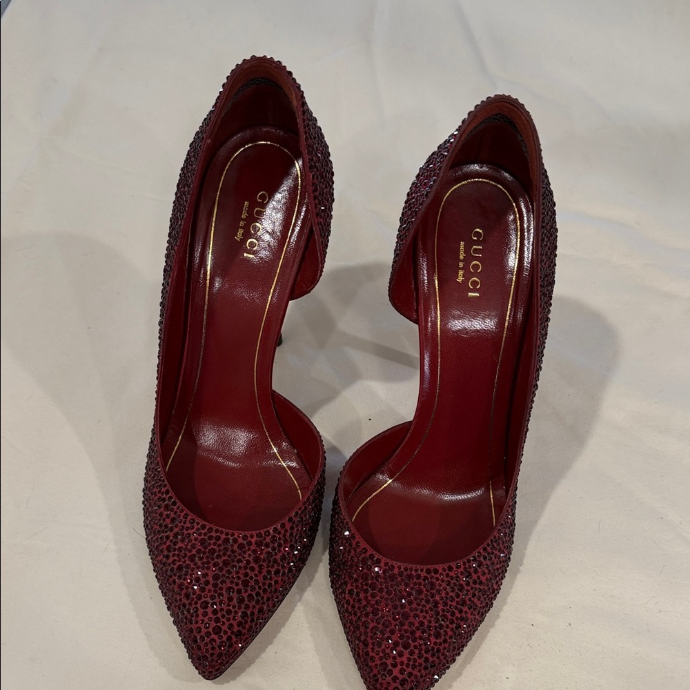 Gucci Women's Burgundy Studded Heels